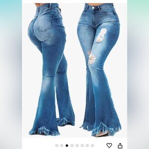 Women high waisted bell bottom jeans